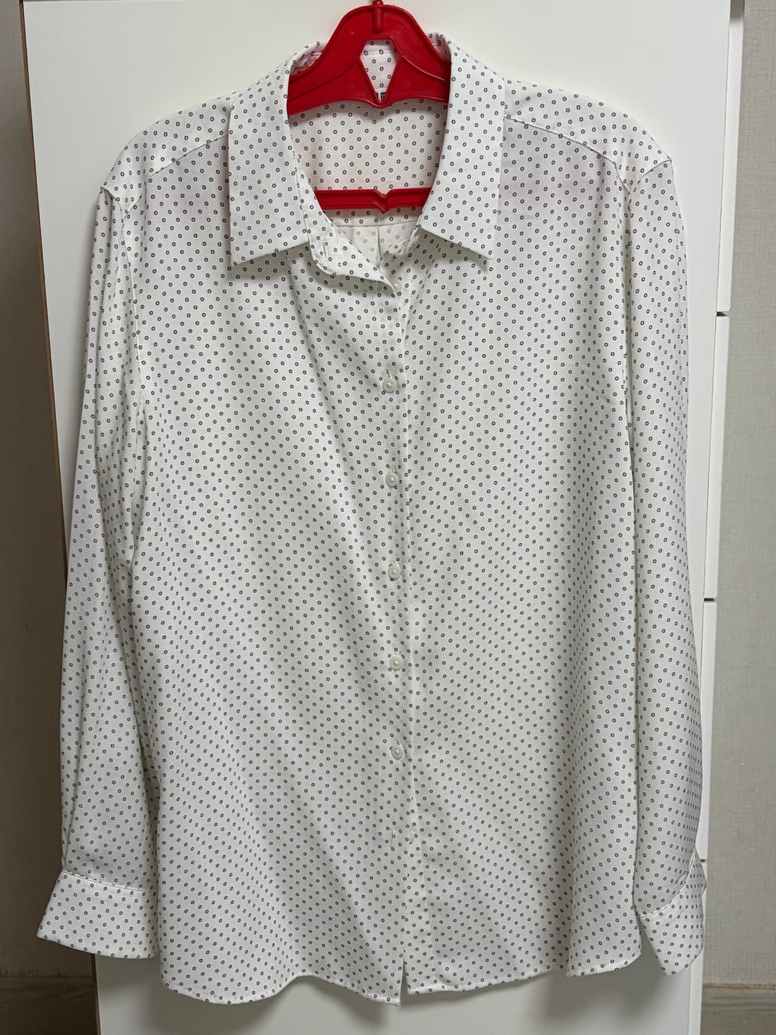 유니클로 도트 셔츠 오프화이트 L 상품이미지6