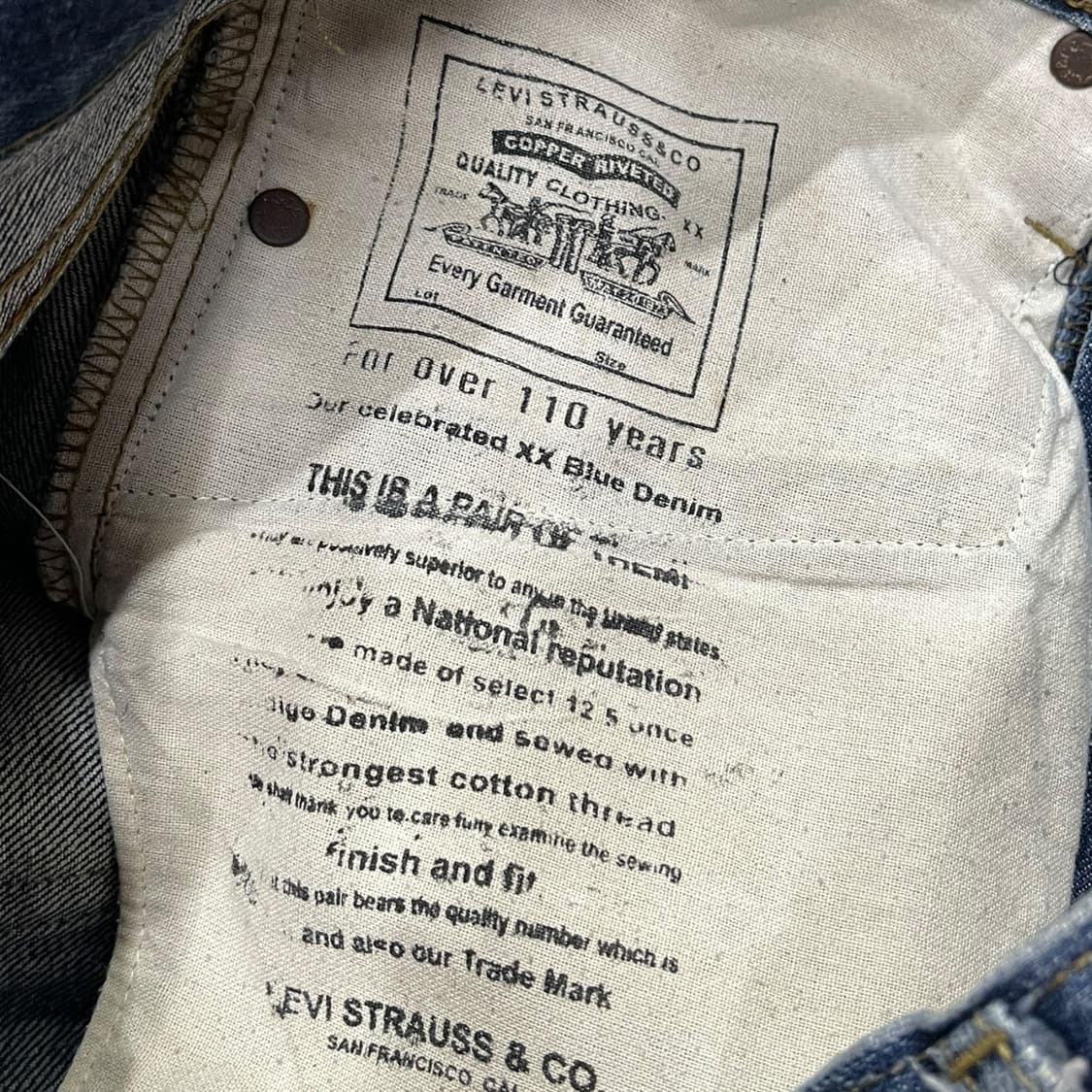 90s 리바이스 501XX 셀비지 찢청 데님팬츠 상품이미지9