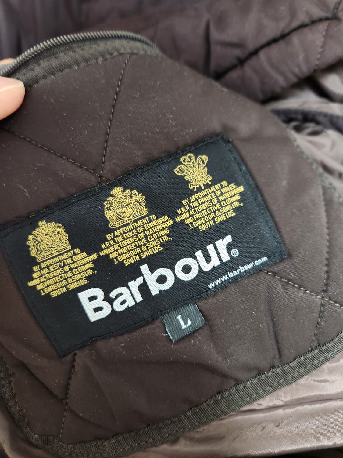 바버Barbour 브라운 퀼팅 자켓 L - J48 상품이미지6