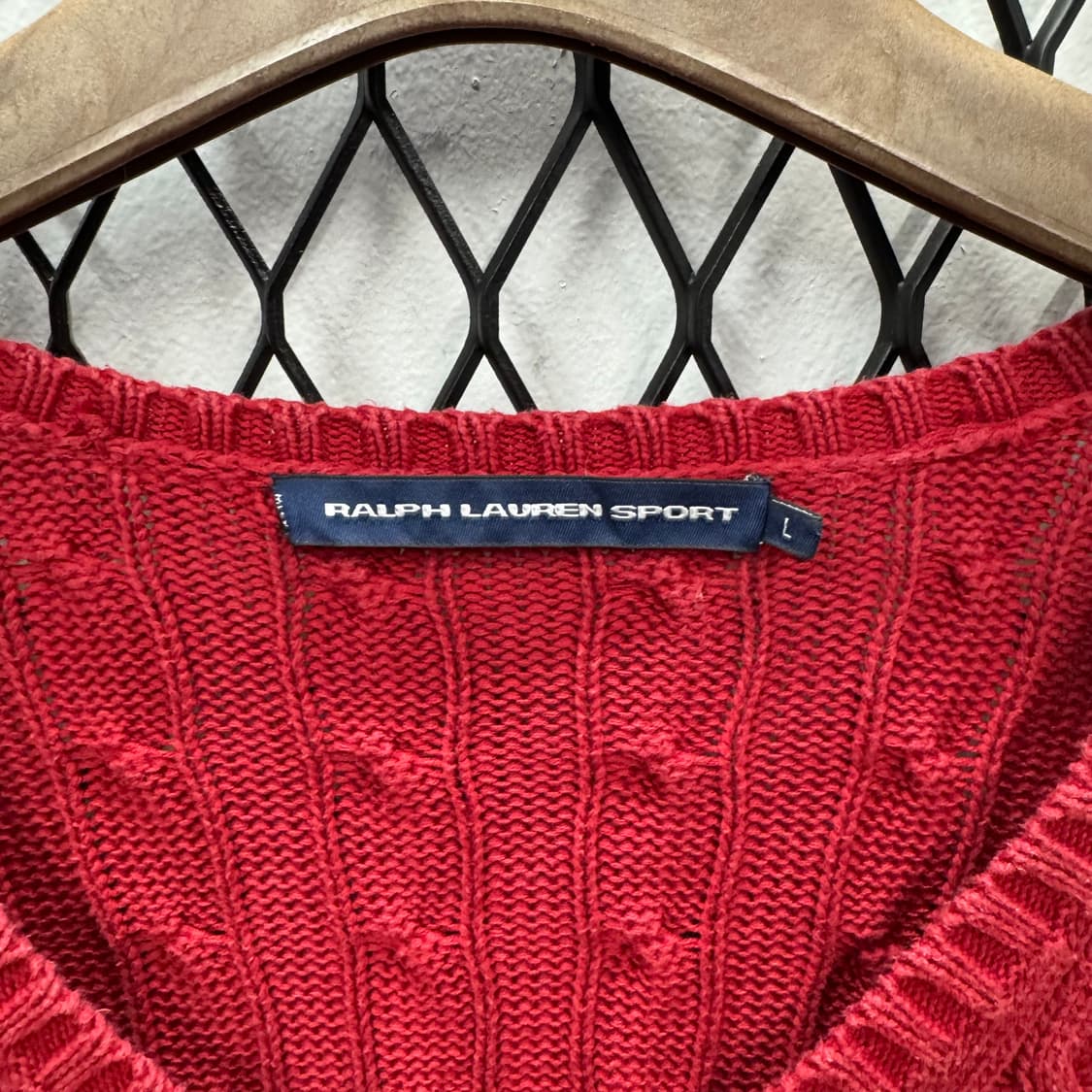 폴로 랄프로렌 케이블 니트 화이트 포니 포인트 레드 상품이미지6