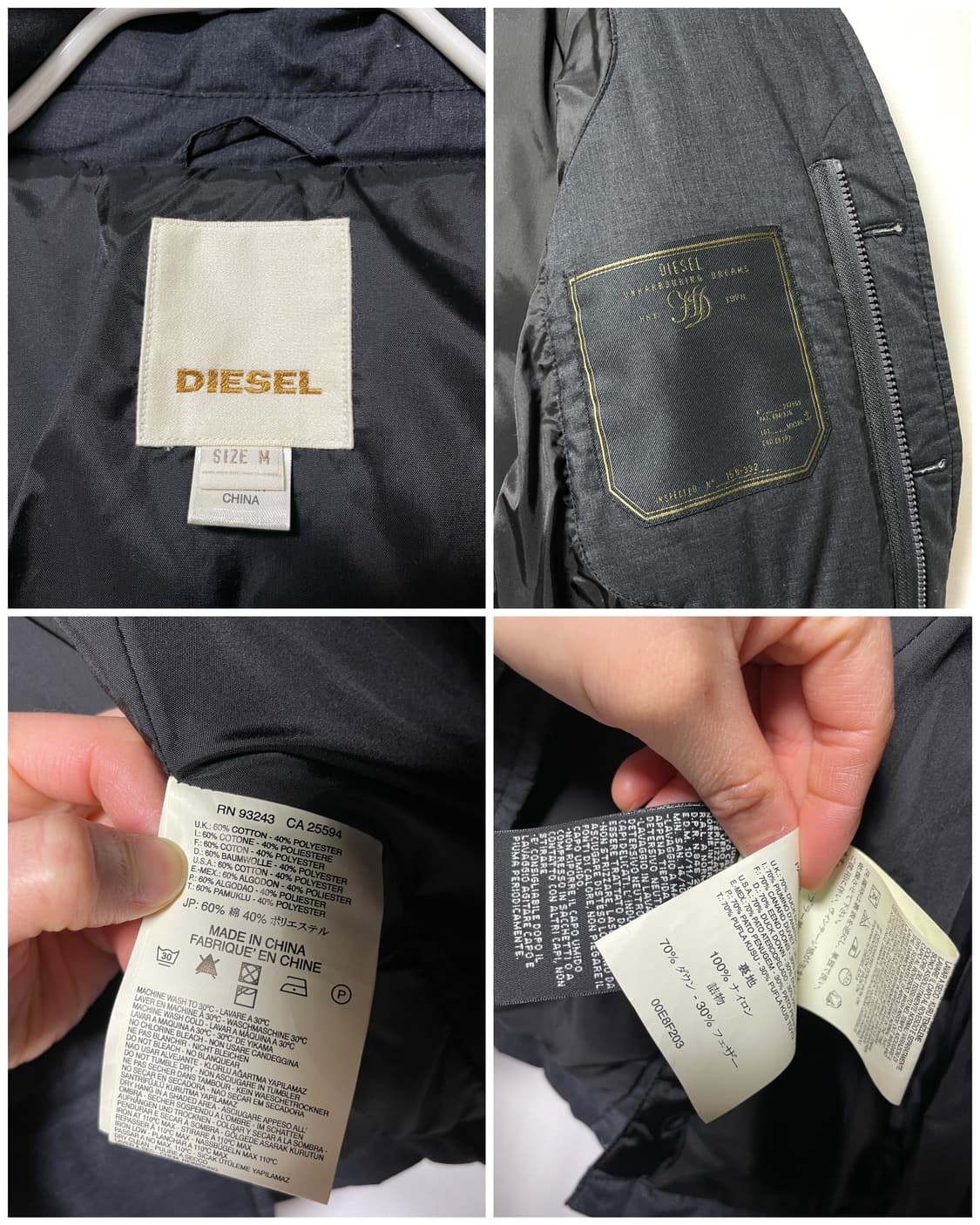 DIESEL 디젤 남성 덕다운 쓰리포켓 패디드 자켓 M _ 차콜 상품이미지10