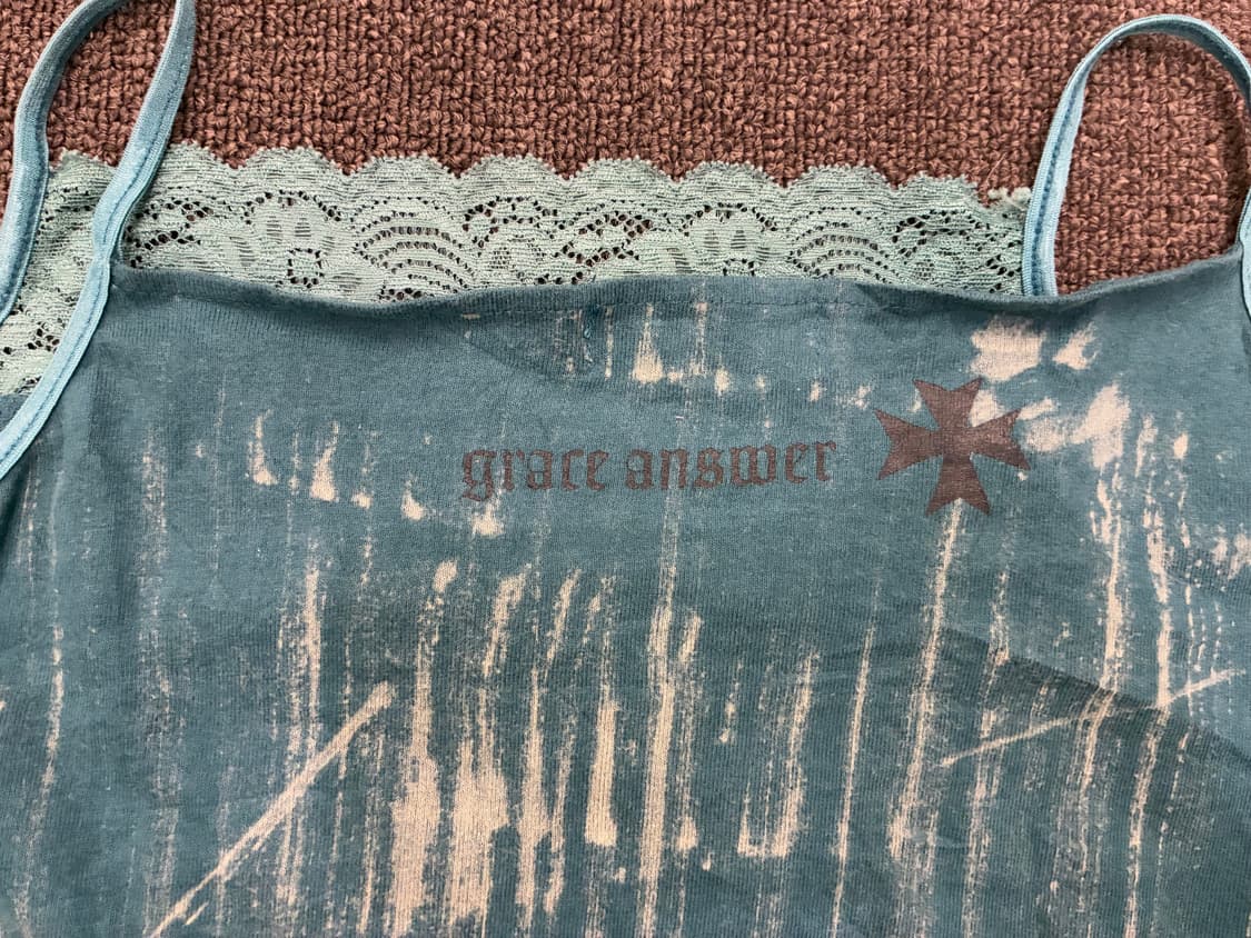 M)Japanese vintage 여성 스톤 디테일 꽃 레이스 슬리브리스 상품이미지6