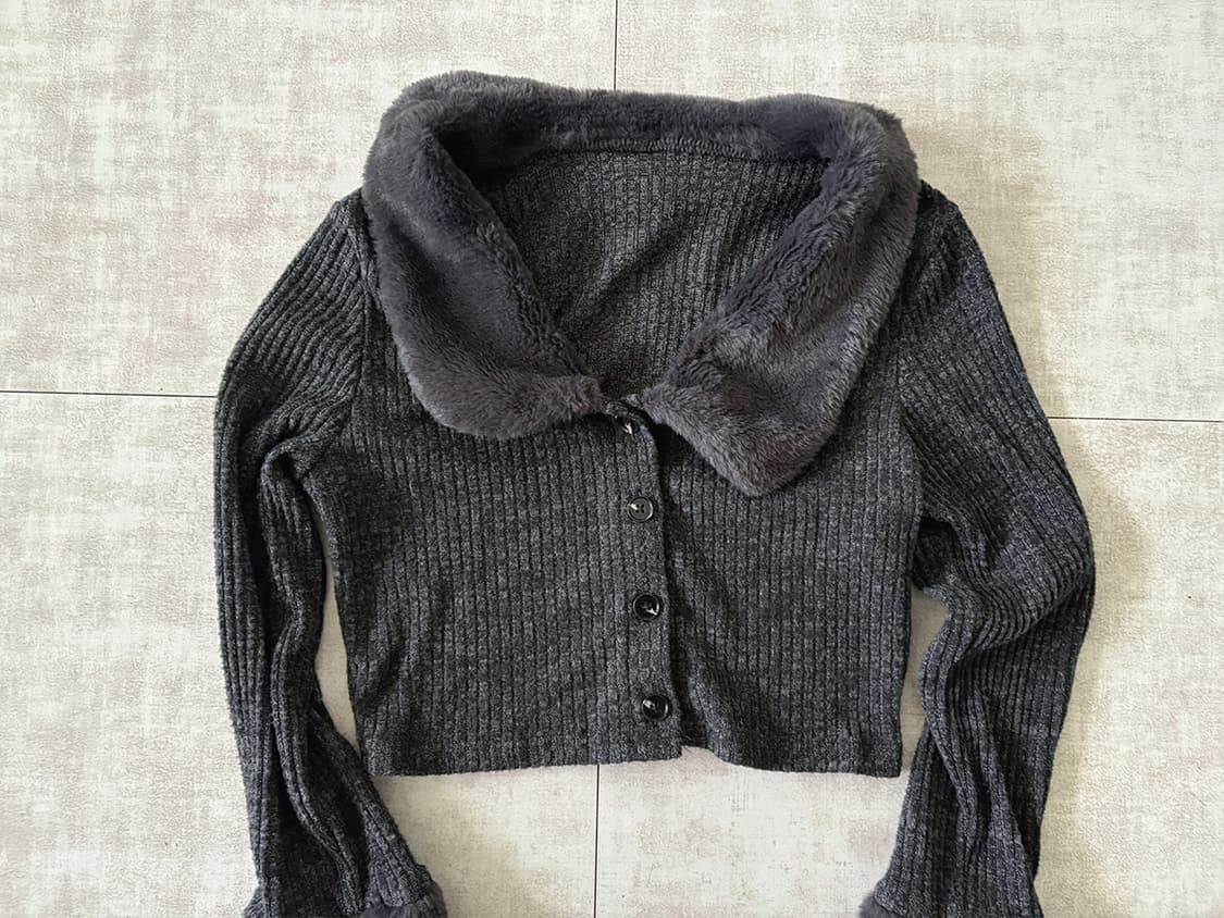 faux fur collar cardigan 상품이미지2