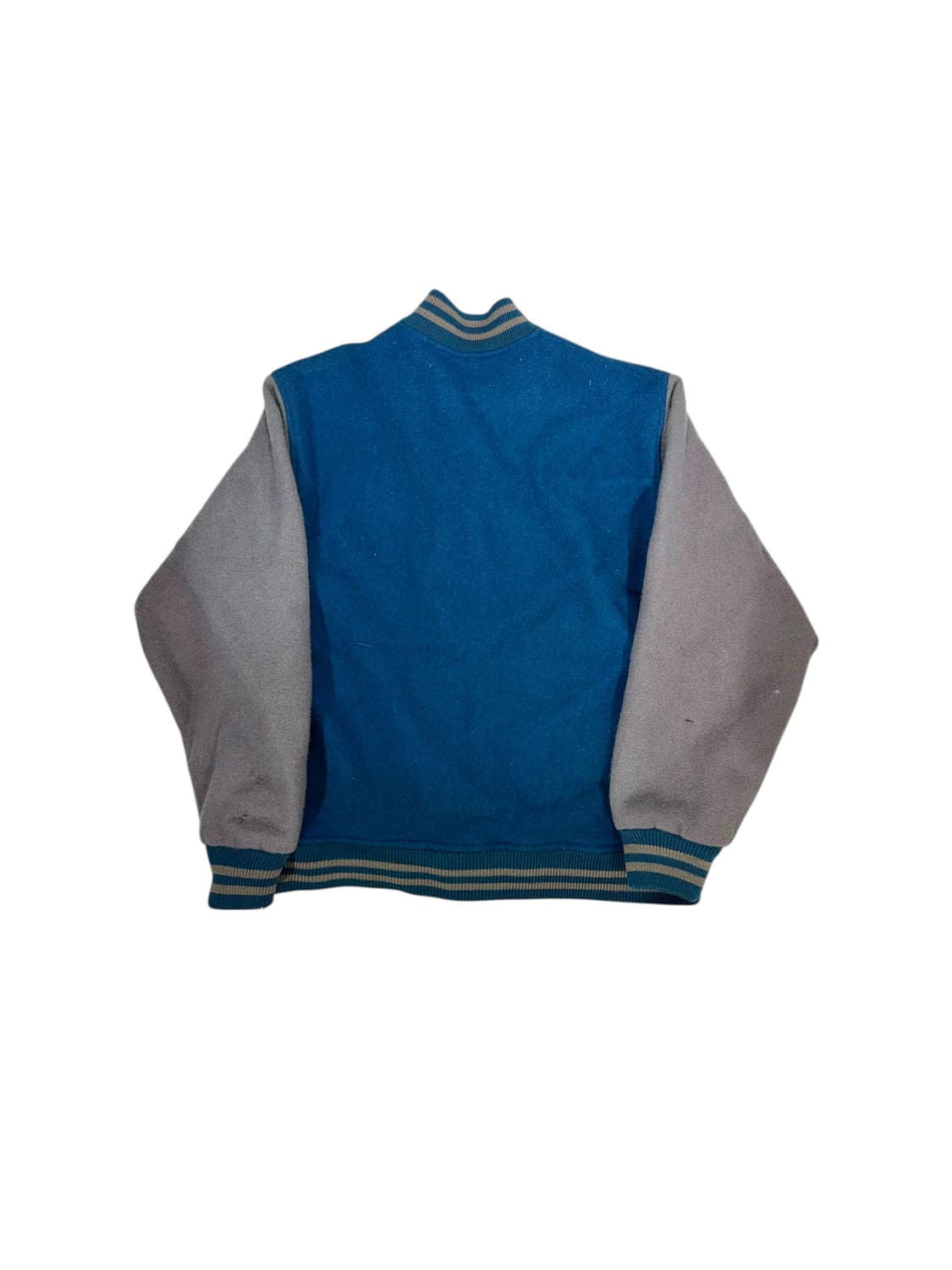 일본 빈티지 블루 그레이 BVD 자수 울 바시티 자켓 M 상품이미지6