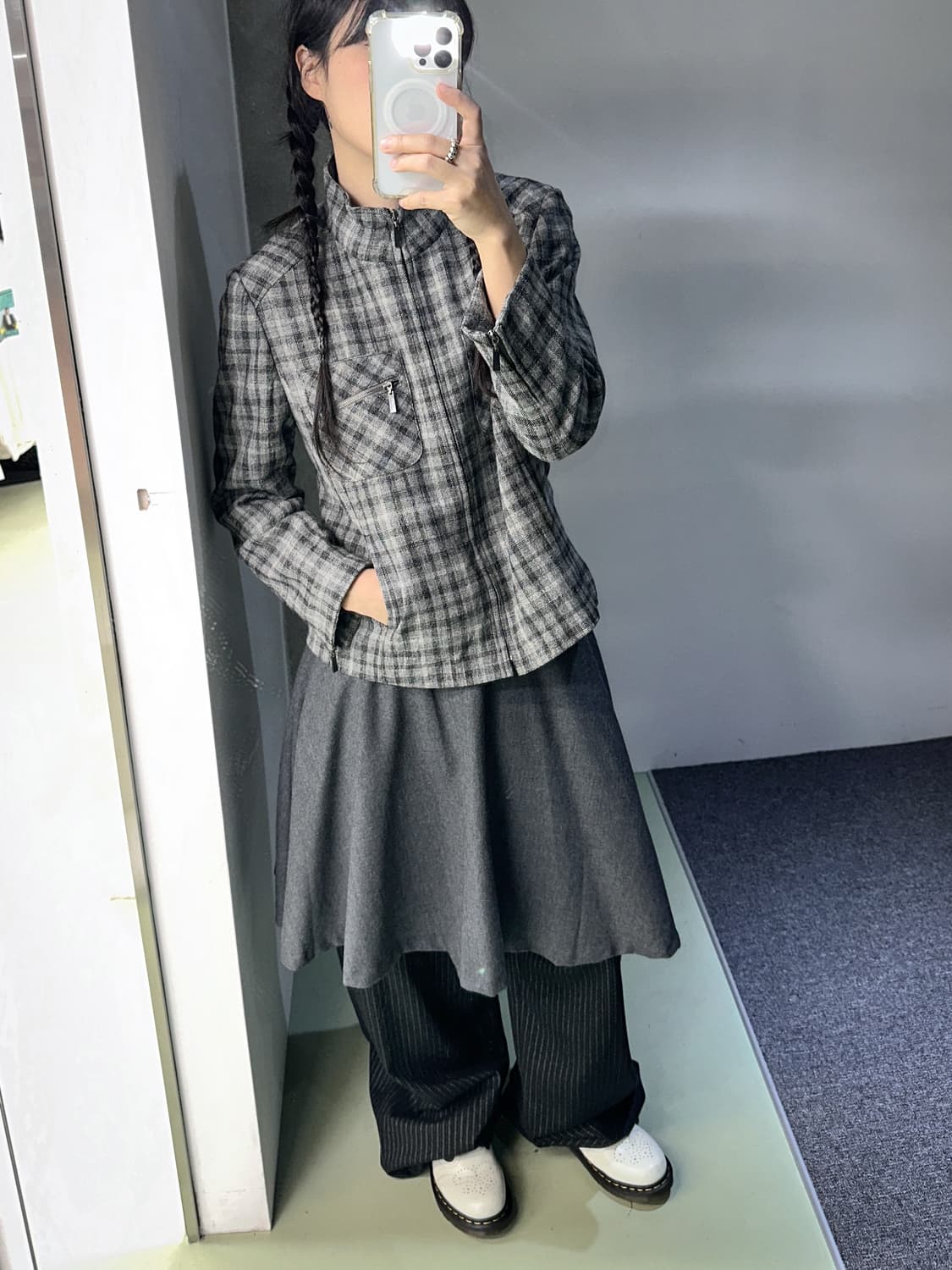daks gray check zip jacket 상품이미지3