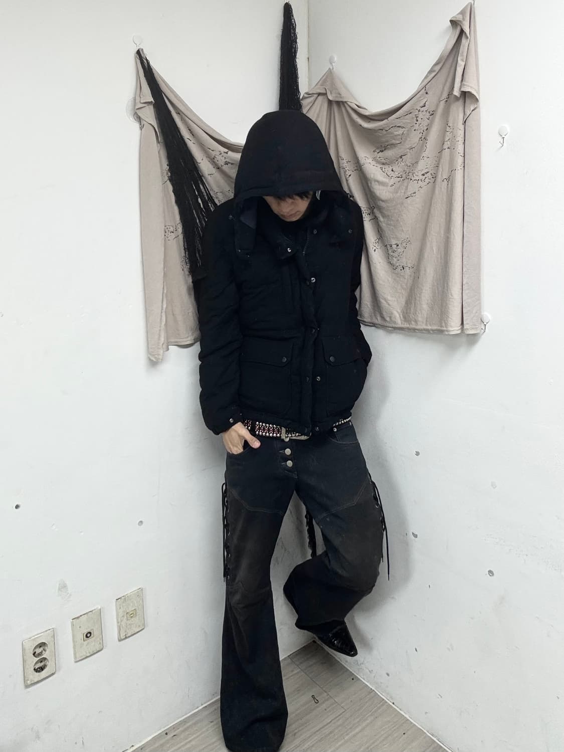 Y2K Mood Patch Detail Black Padding 상품이미지6