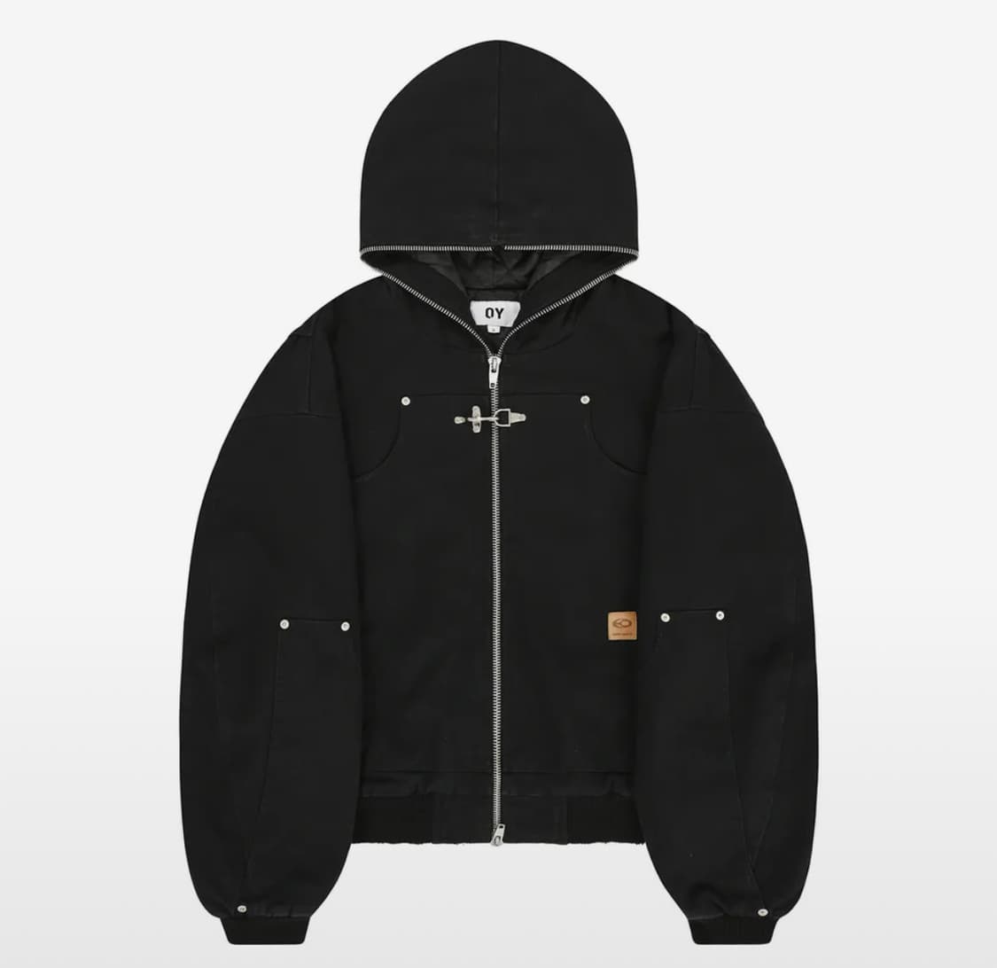 OY DUMP WORK HOODED JACKET WASHED BLACK 상품이미지1