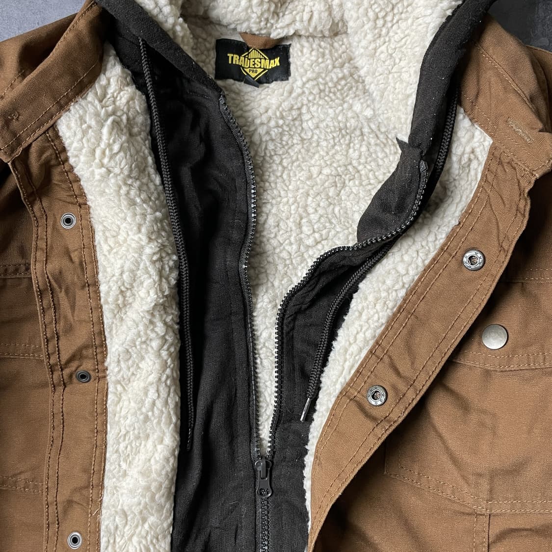 TRADESMAX 빈티지 카멜 셰르파안감 후드 코튼자켓 상품이미지8