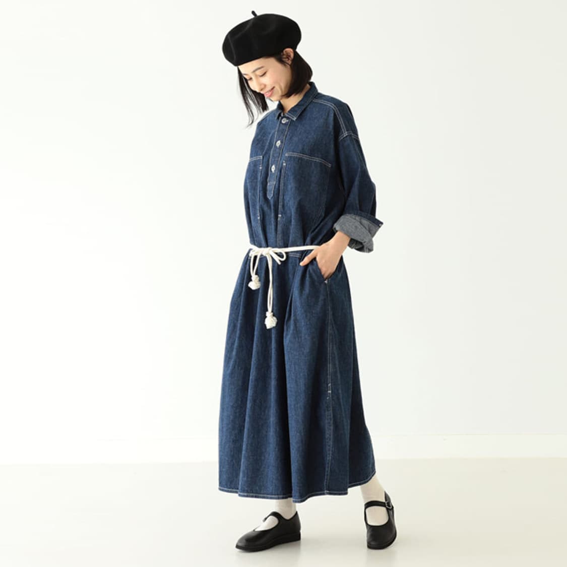 오어슬로우 japan 인디고 데님 원피스 (실착샷ㅇ) 상품이미지7