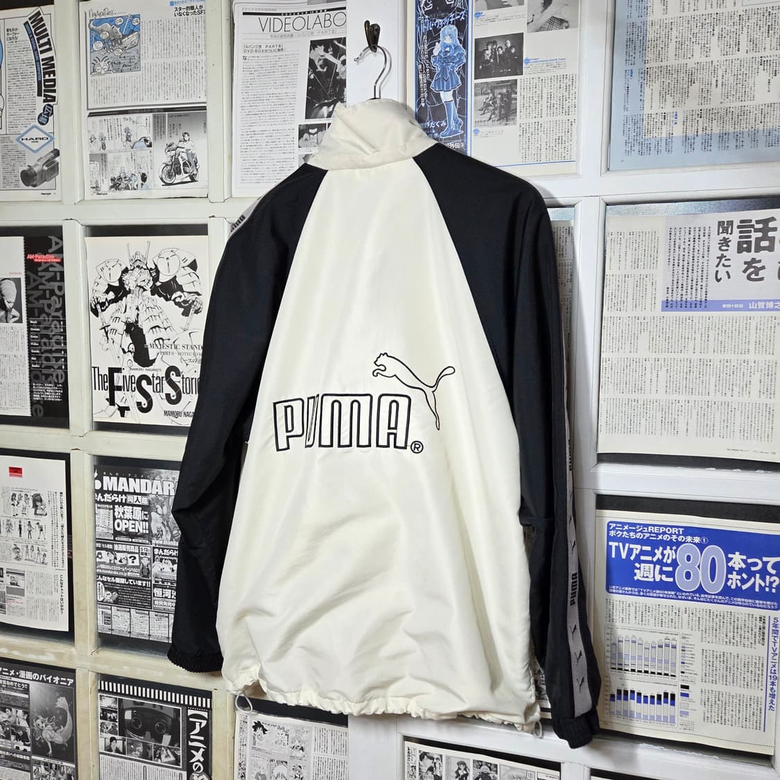 푸마 올드스쿨 블랙 화이트 배색 바람막이 자켓 상품이미지6