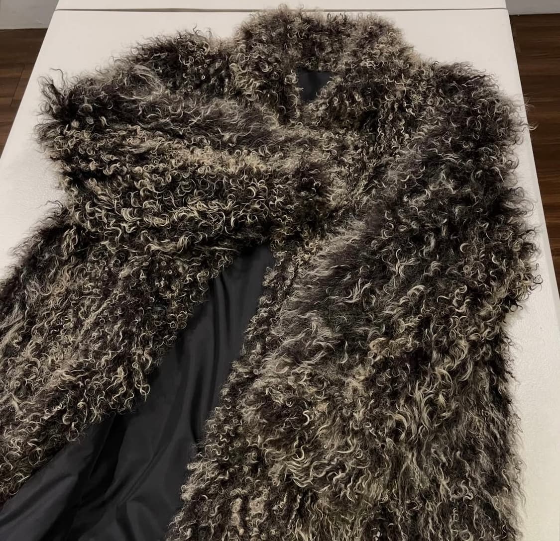 브라운 시어링 퍼 코트 상품이미지5