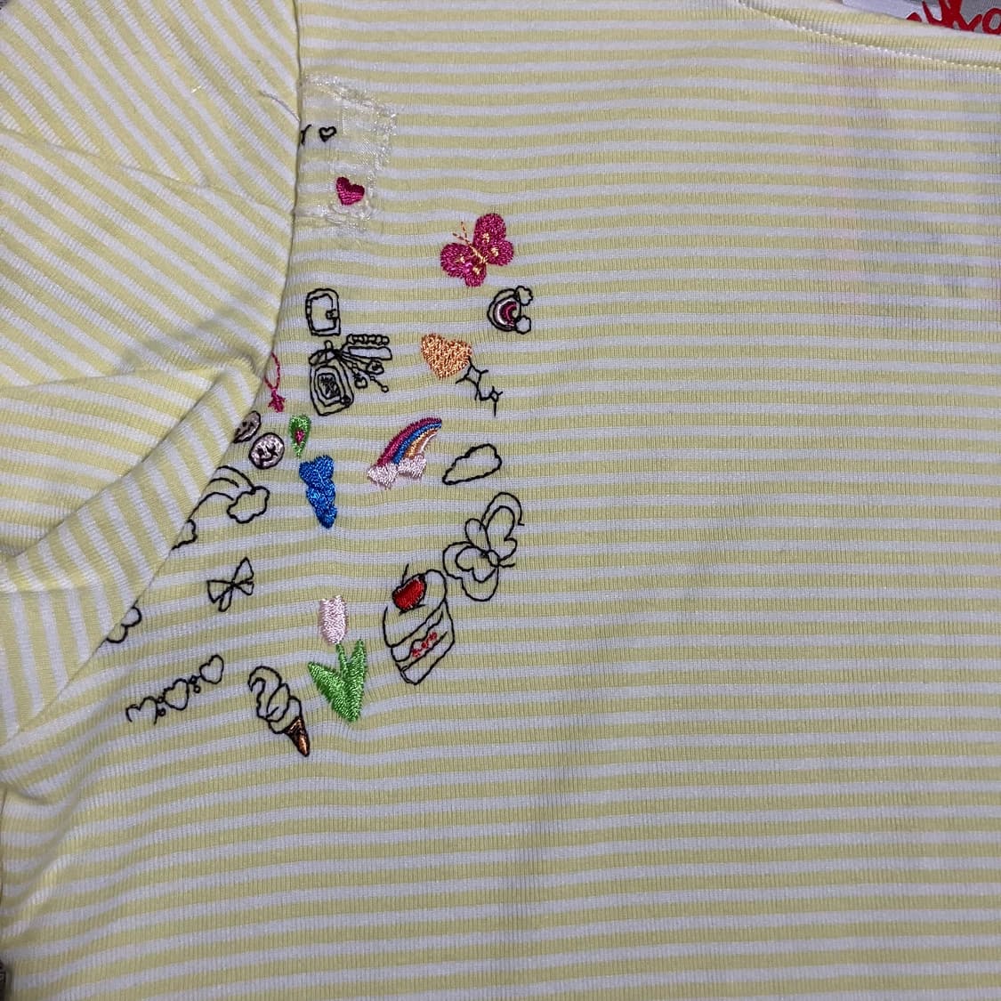 [OS] 제니팩스 옐로 스트라이프 자수 티셔츠 상품이미지5