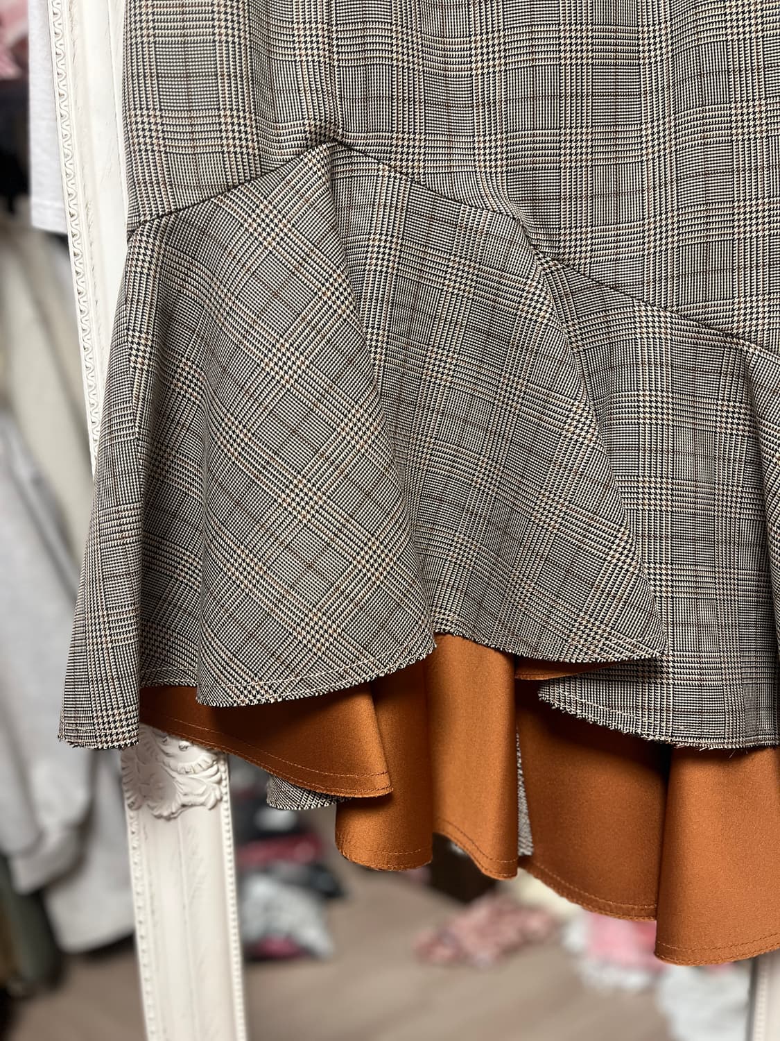 럭키슈에트 체크 머메이드 스커트 36 상품이미지4