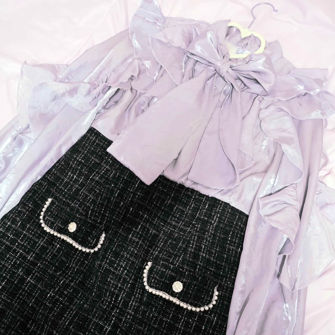 앙크루즈 트위드 원피스 양산형지뢰계스나계 상품이미지2