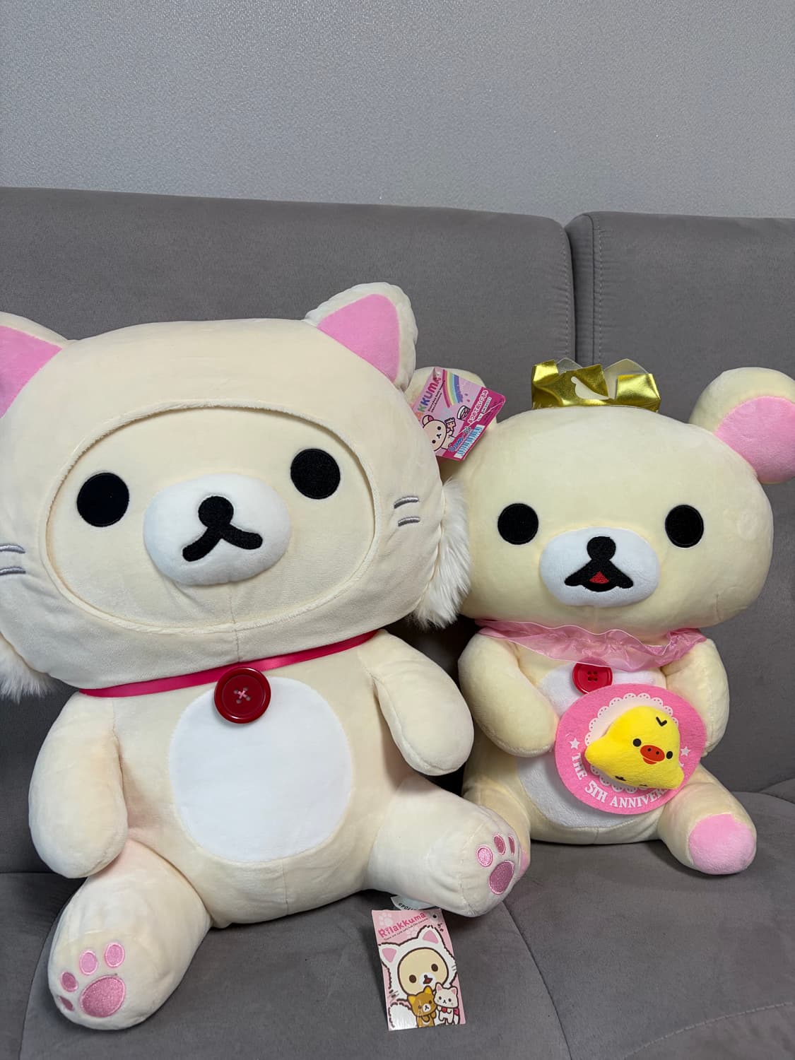 일본 정품 고전 코리락쿠마 대형인형 고양이 왕관 키이로이토리 상품이미지1