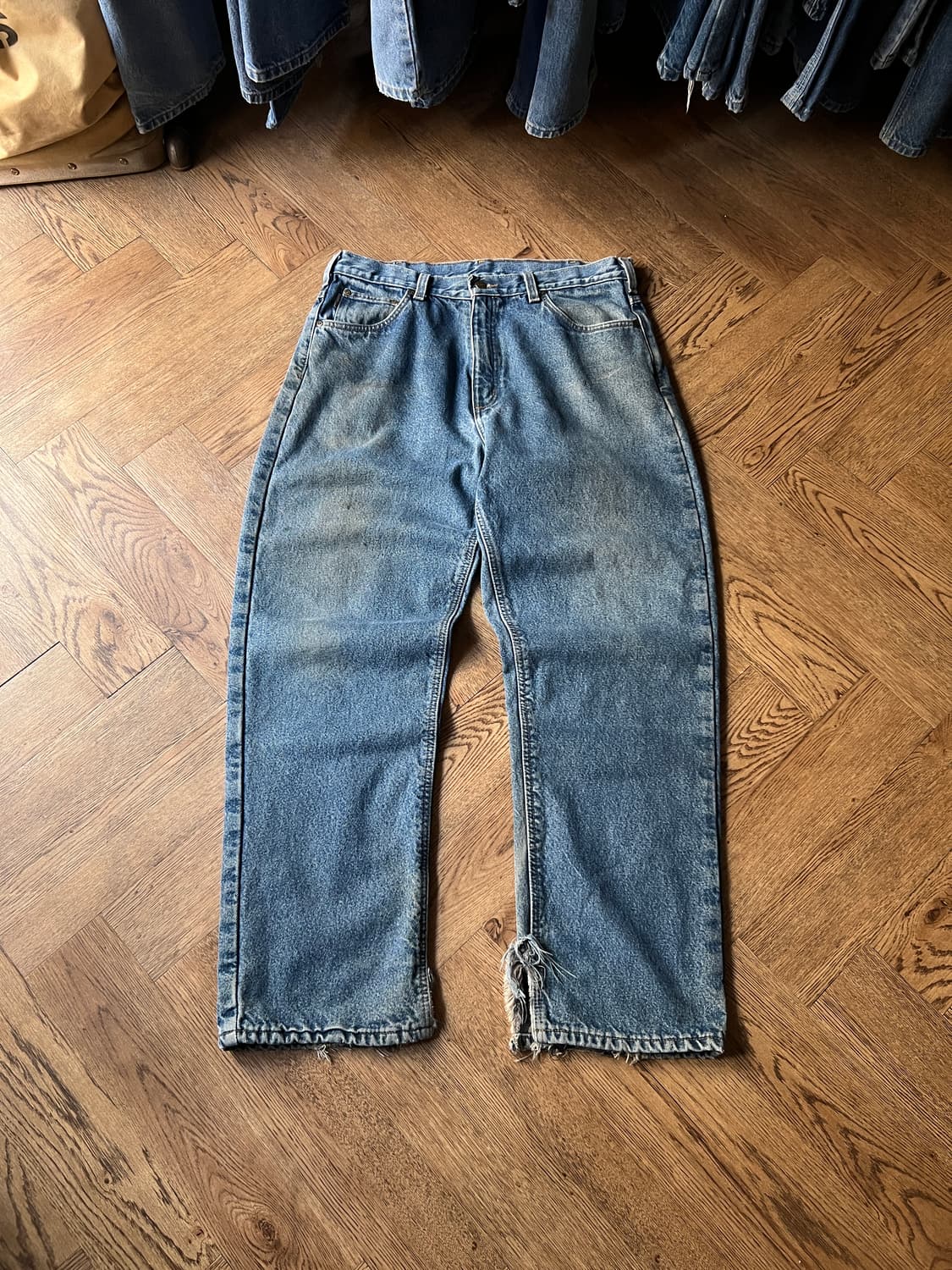 [36]칼하트 USA 체크 라이닝 빈티지 워싱 워크 데님 팬츠 상품이미지2