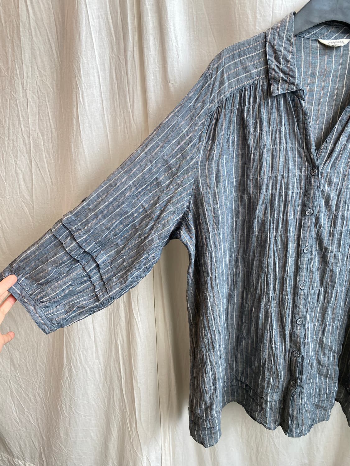 린넨면 스트라이프 7부 블라우스(L-XL) 상품이미지6