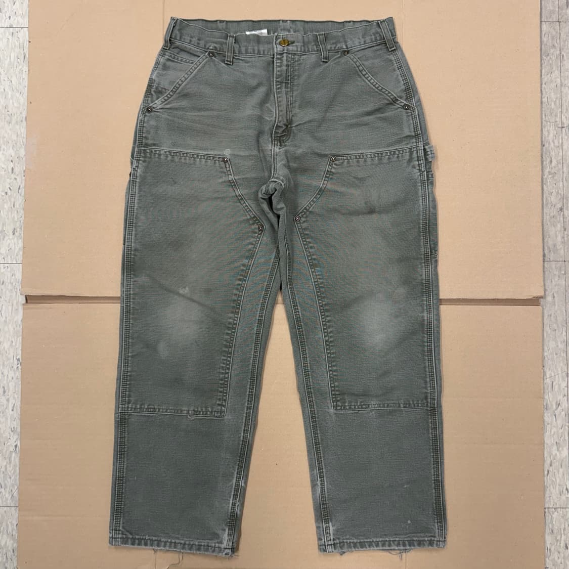 칼하트 B136 MOS 더블니 카펜터 팬츠 모스그린 상품이미지2