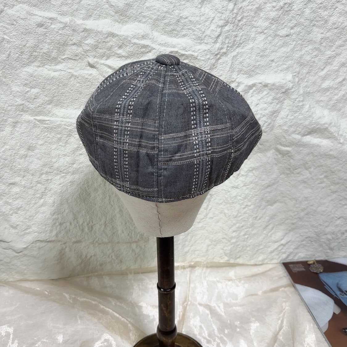 빈티지 unisex그레이 체크 무늬 헌팅캡 앞모자 상품이미지3
