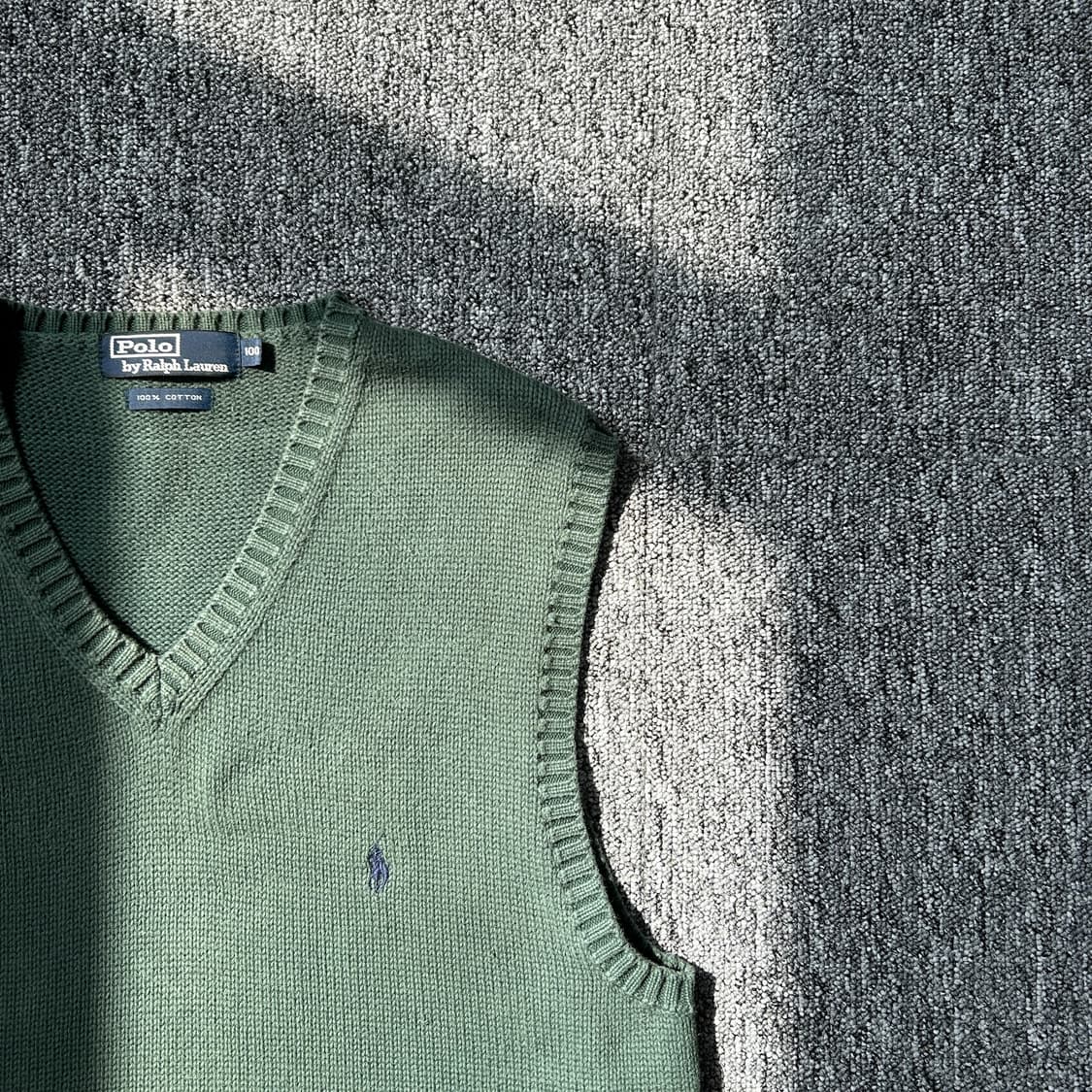 폴로 랄프로렌 올리브 코튼 브이넥 니트 베스트 상품이미지2