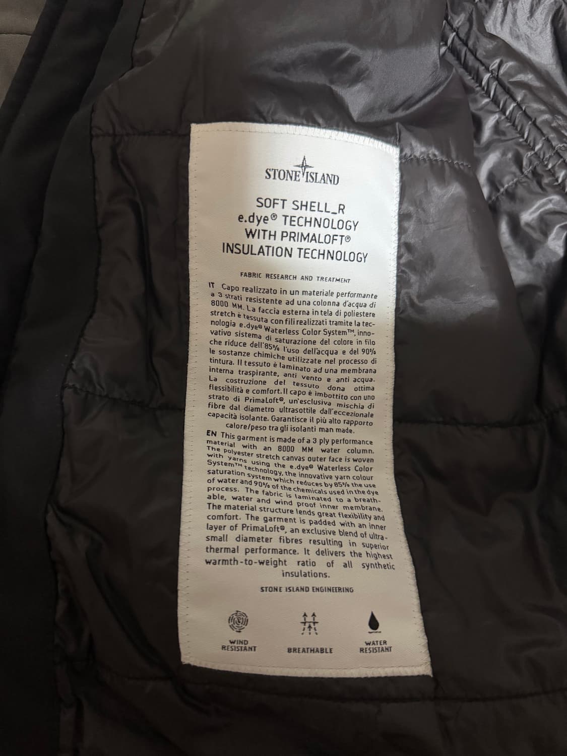 스톤아일랜드 소프트쉘 프리마로프트 자켓 블랙 m 상품이미지3