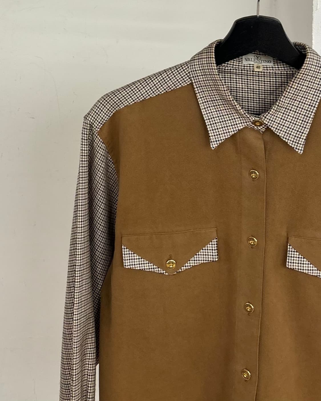 발렌티노 브라운 웨스턴 체크 셔츠 상품이미지3