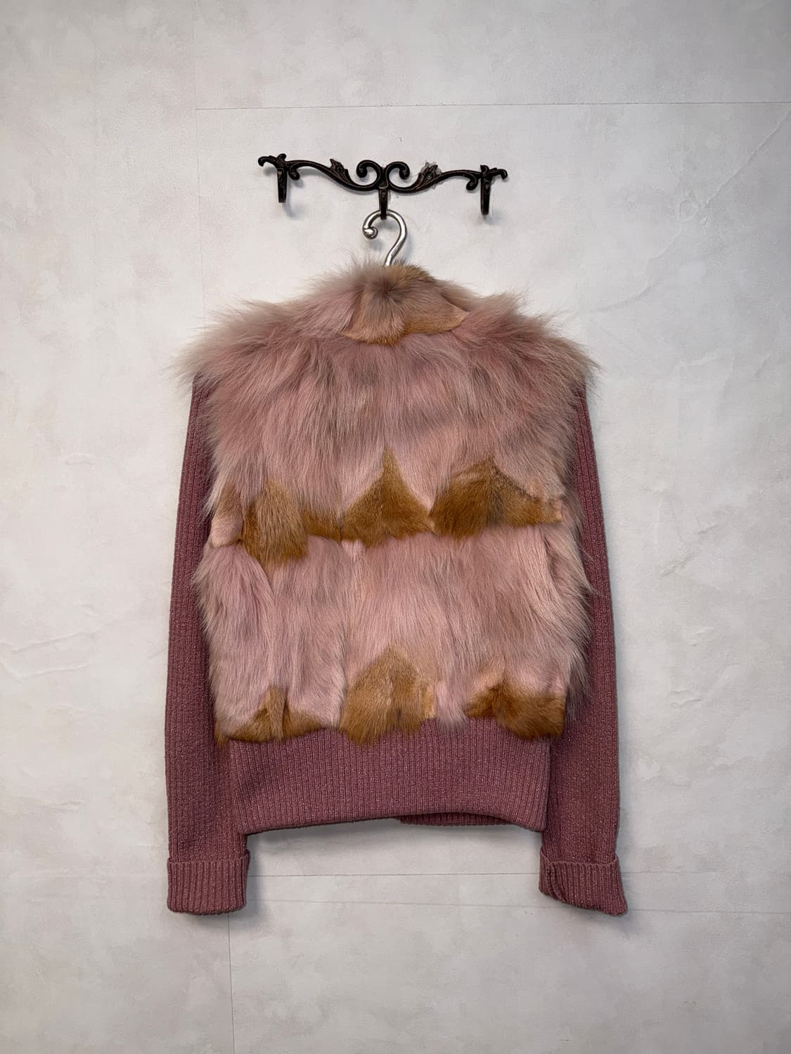 Baby pink glitter coyote fur knit zipup 상품이미지3
