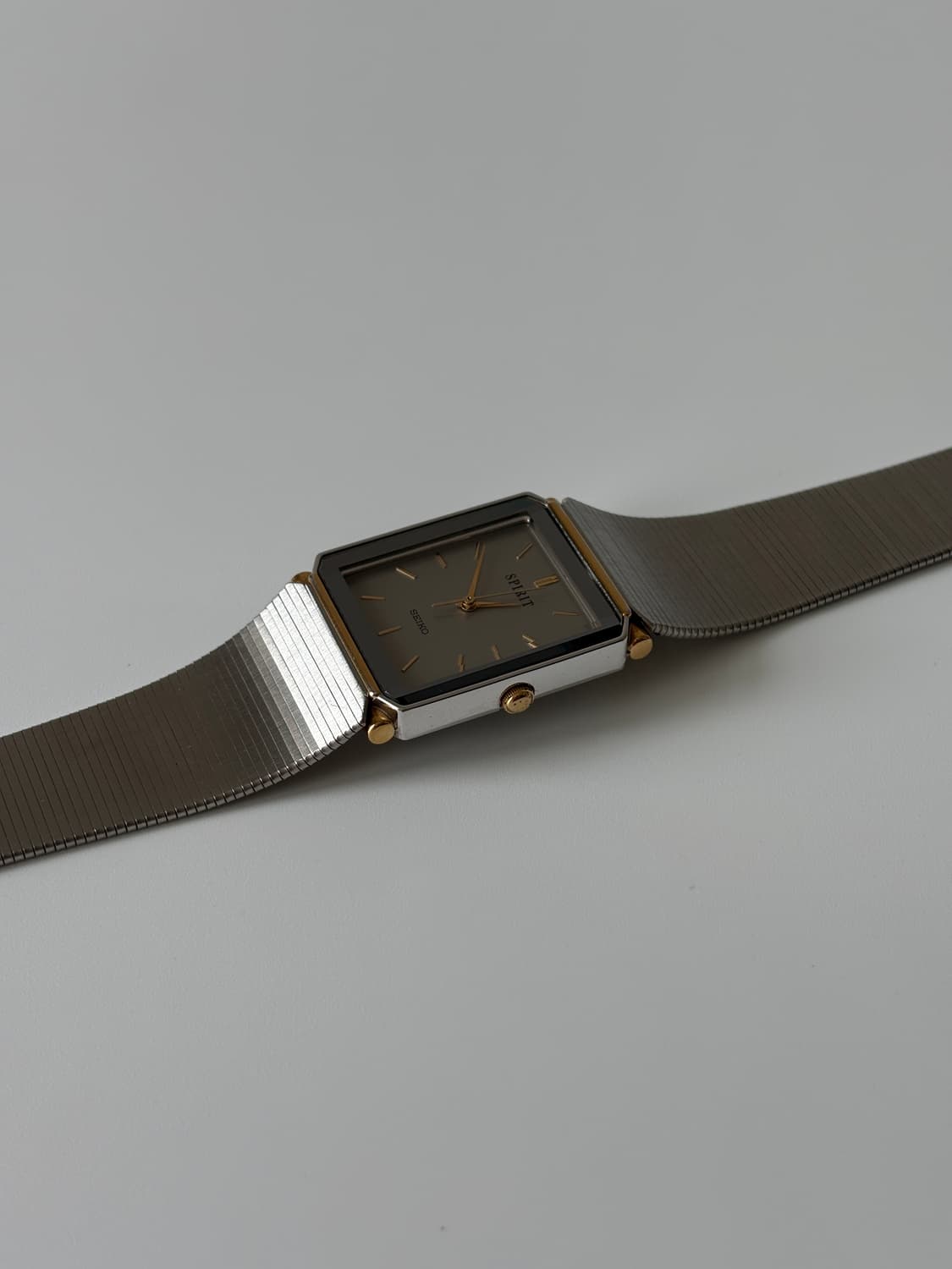 1990년대 Spirit 실버 스퀘어 쿼츠 남성 상품이미지4