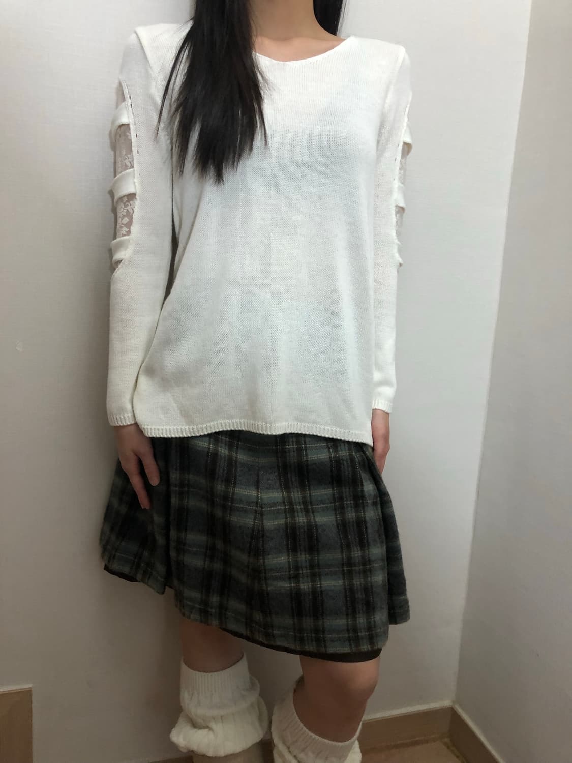 빈티지 화이트 플로럴 레이스 컷아웃 니트 상품이미지7