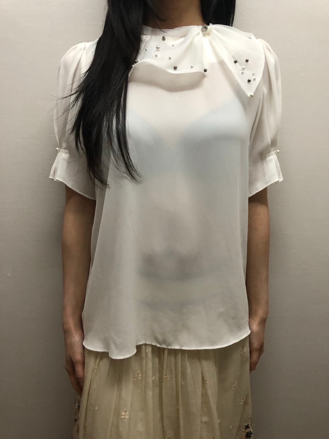 빈티지 화이트 리본 블라우스 상품이미지4
