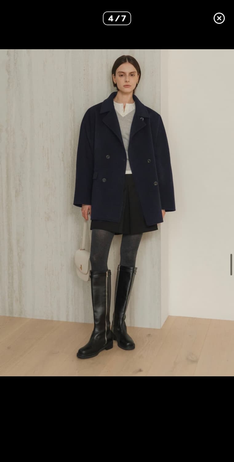 [새상품]유메르 모엘 캐시미어 더블 코트 네이비 상품이미지4