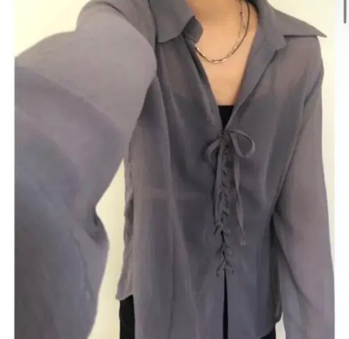 새상품🩵애즈온 시스루 블라우스 셔츠 원가4.5 상품이미지1