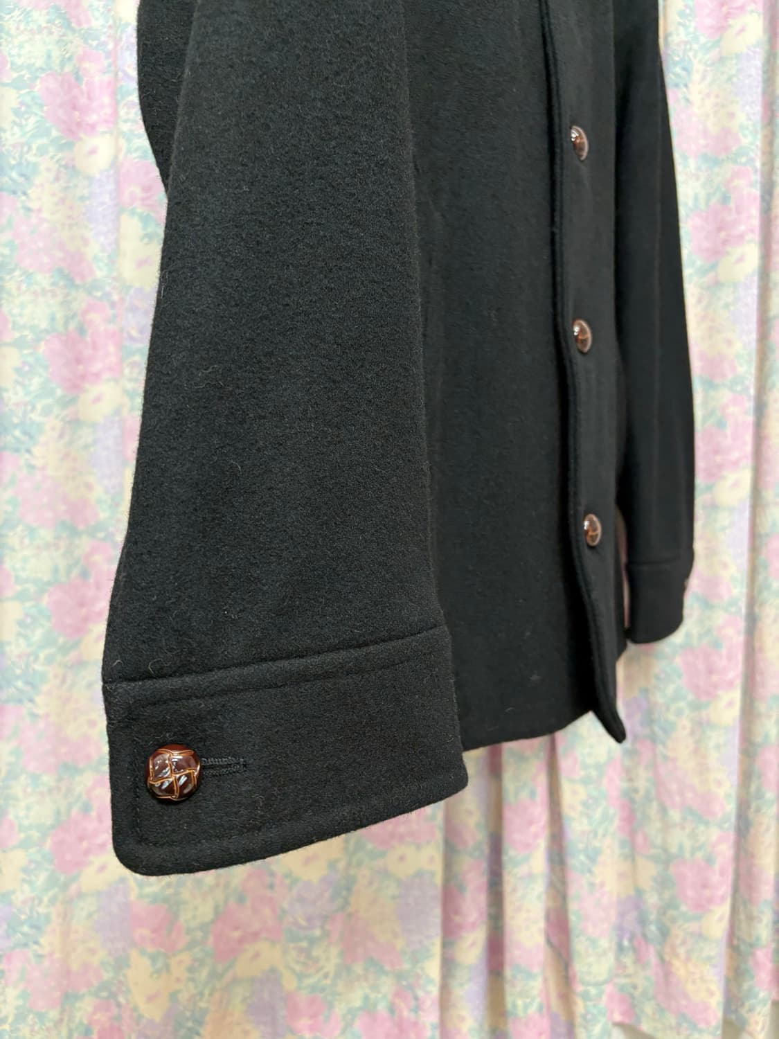 블랙 울 미디 코트 상품이미지7