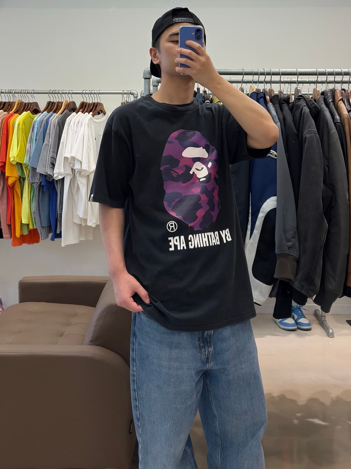 베이프 컬러카모 빅에이프 헤드 반팔 상품이미지8