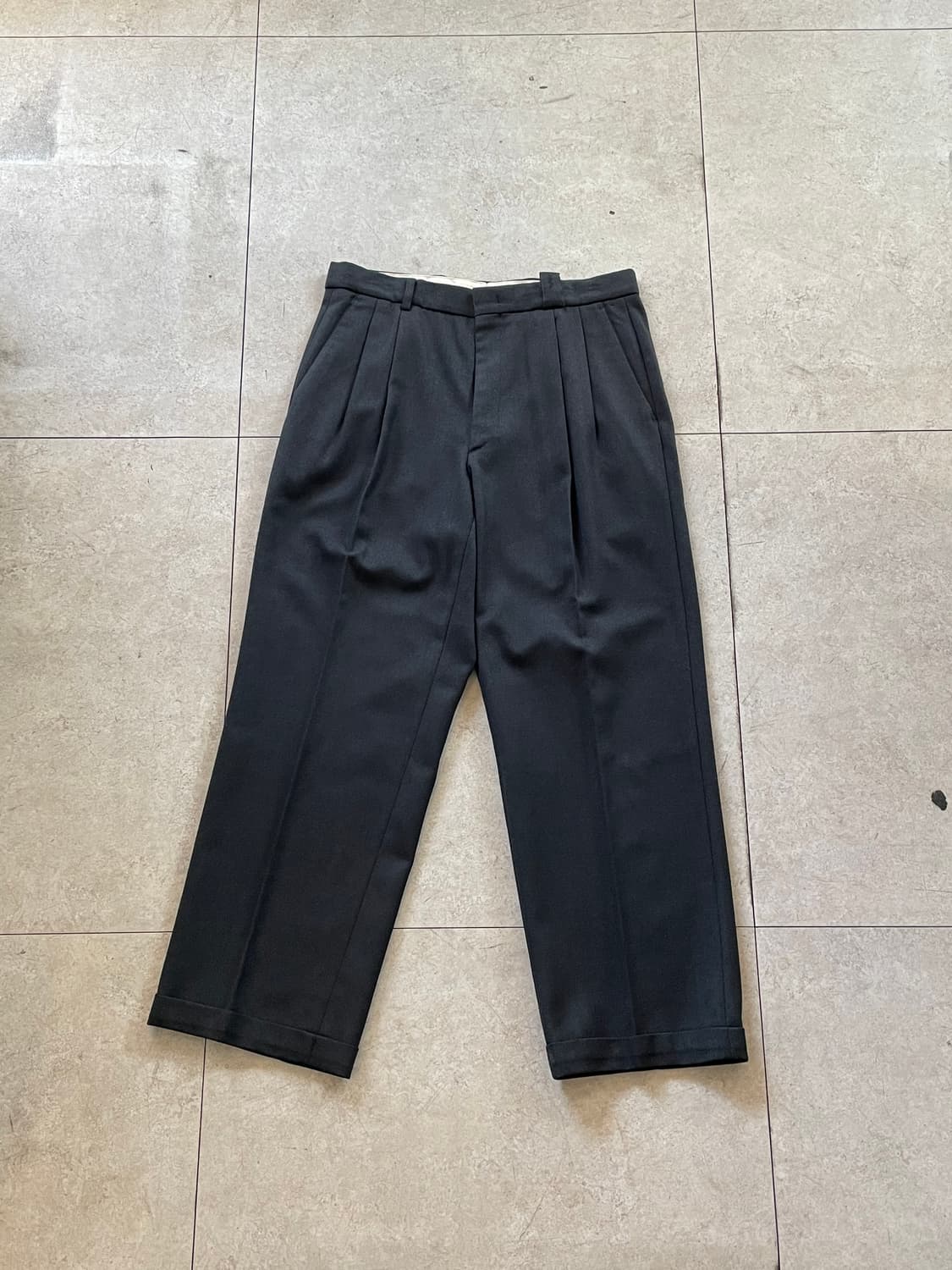 Ysl pour homme  다크 그레이 핀턱 와이드 슬랙스 상품이미지1