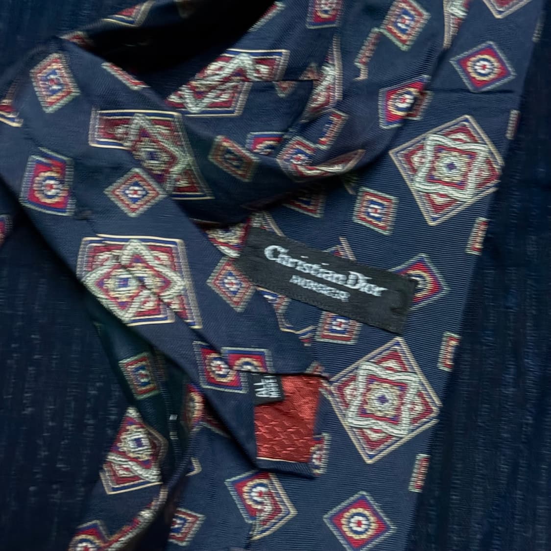 90‘s 크리스찬 디올 지오매트릭 패턴 실크 타이 상품이미지4