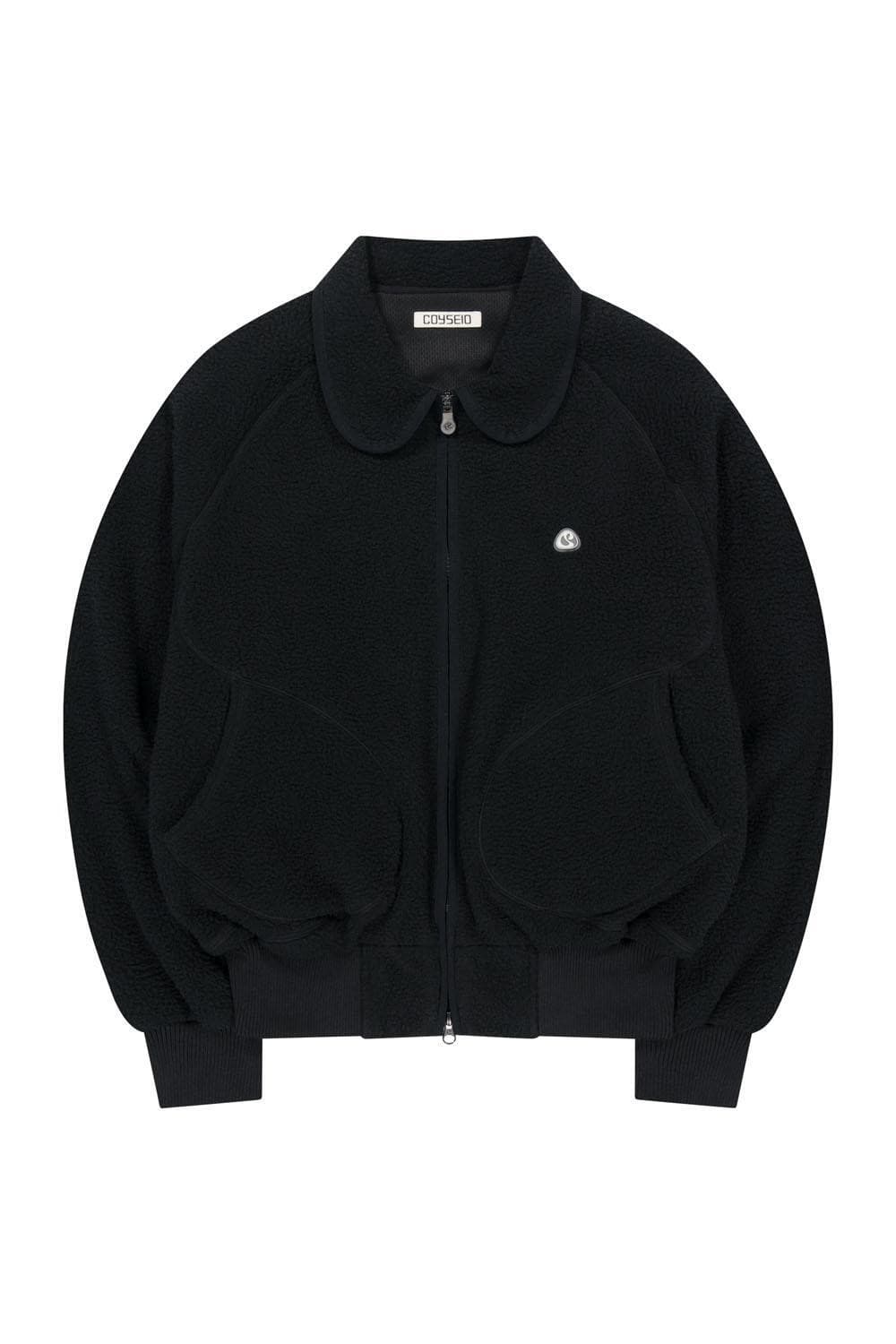 코이세이오 라운드 칼라 플리스 재킷 블랙 상품이미지1