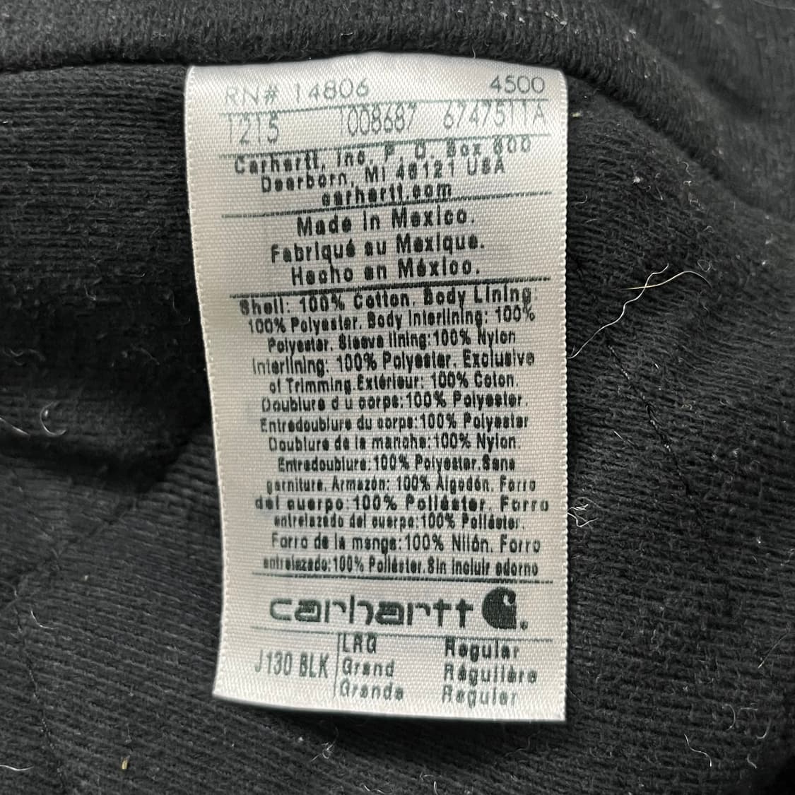 칼하트 J130 덕액티브 자켓 블랙 상품이미지10