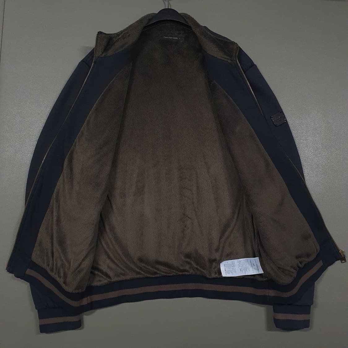 L (100) CK 캘빈클라인 쉐르파 기모 견장 투포켓 블루종 집업 자켓 상품이미지7