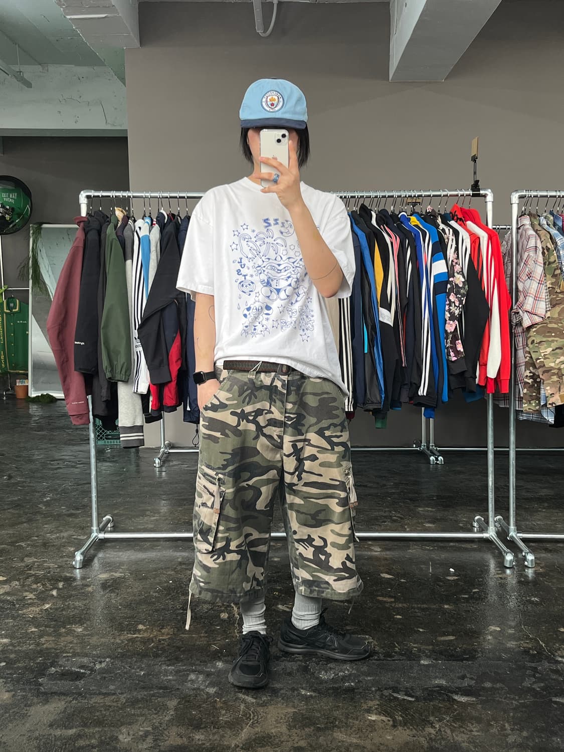 빈티지 카모플라주 카고 하프 팬츠 상품이미지1