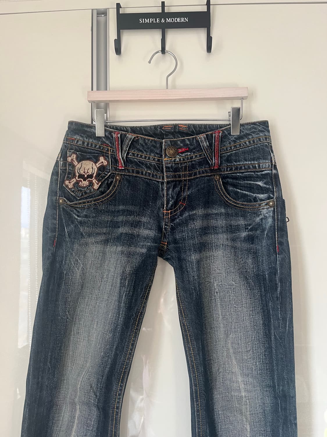 빈티지 펑크 로우 웨이스트 데님 팬츠 상품이미지3