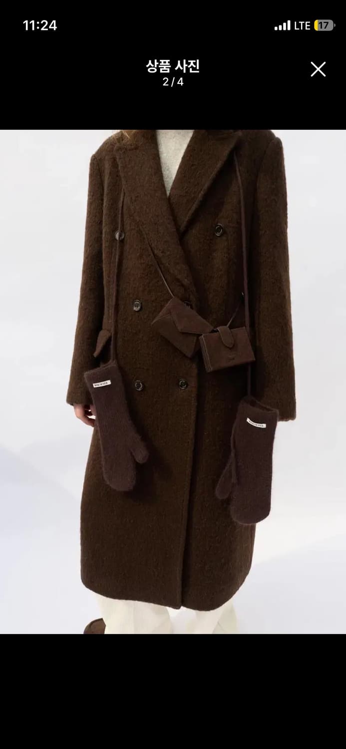 새상품)LEVAR 헤어리 브라운 롱 코트 Hairy Alpaca Blen 상품이미지2
