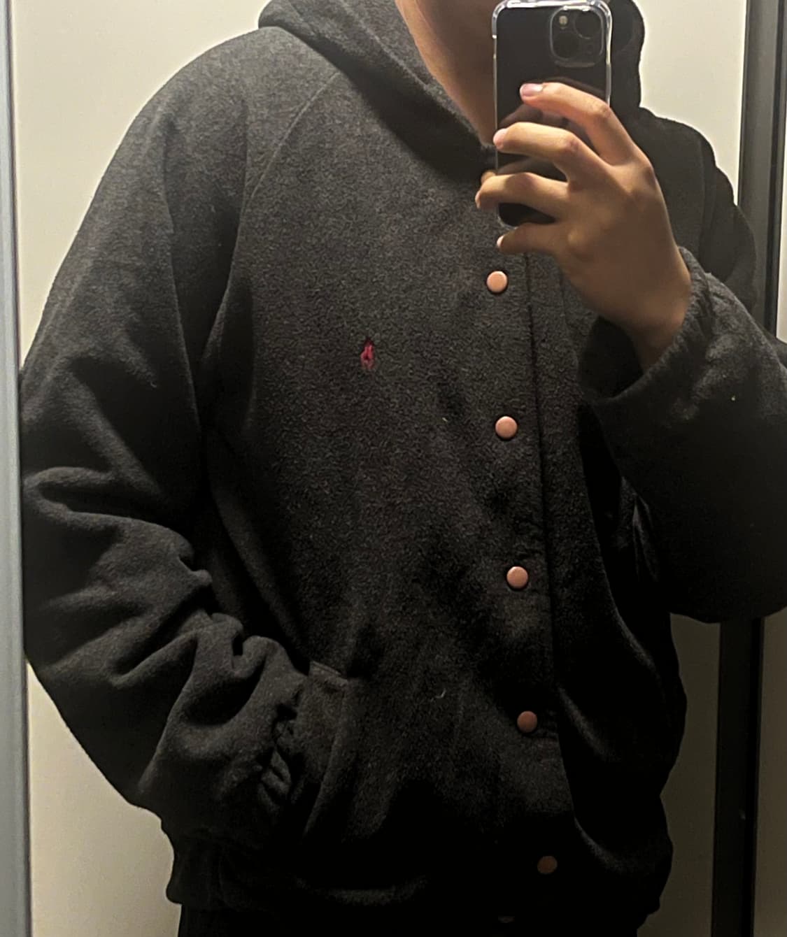 폴로 올드스쿨 후드 가디건 차콜 상품이미지5