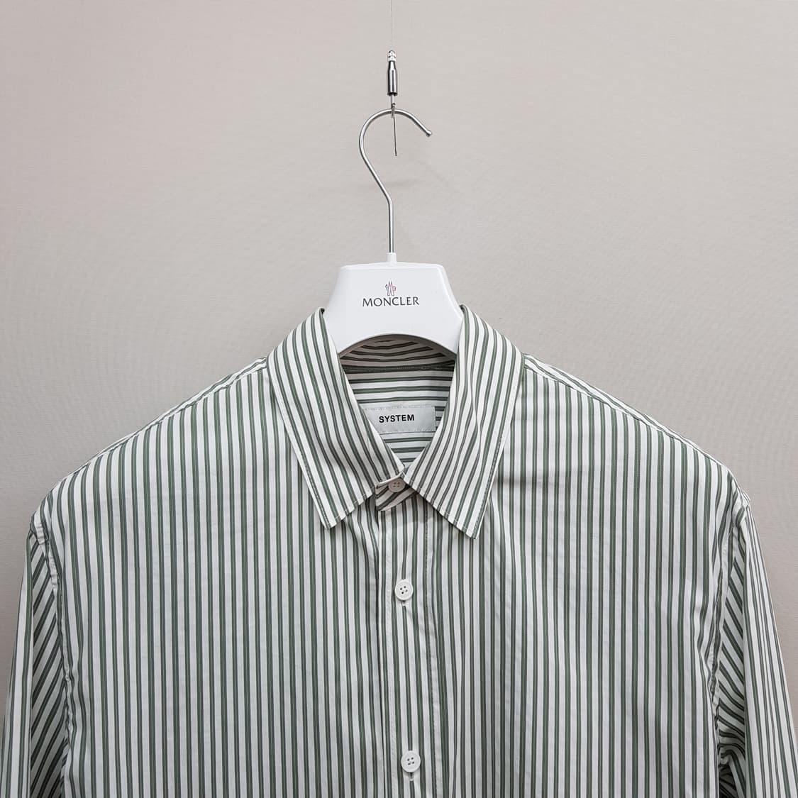 한섬 시스템 2023 그린 스트라이프 코튼 셔츠 100사이즈 상품이미지2