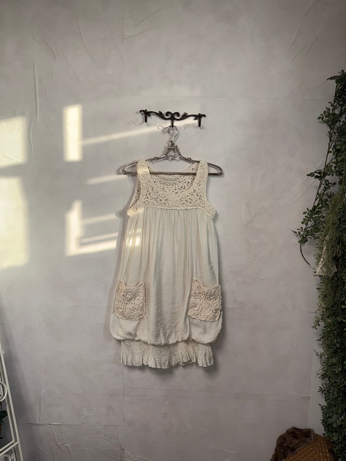 Ivory cotton crochet pocket detail ops 상품이미지2