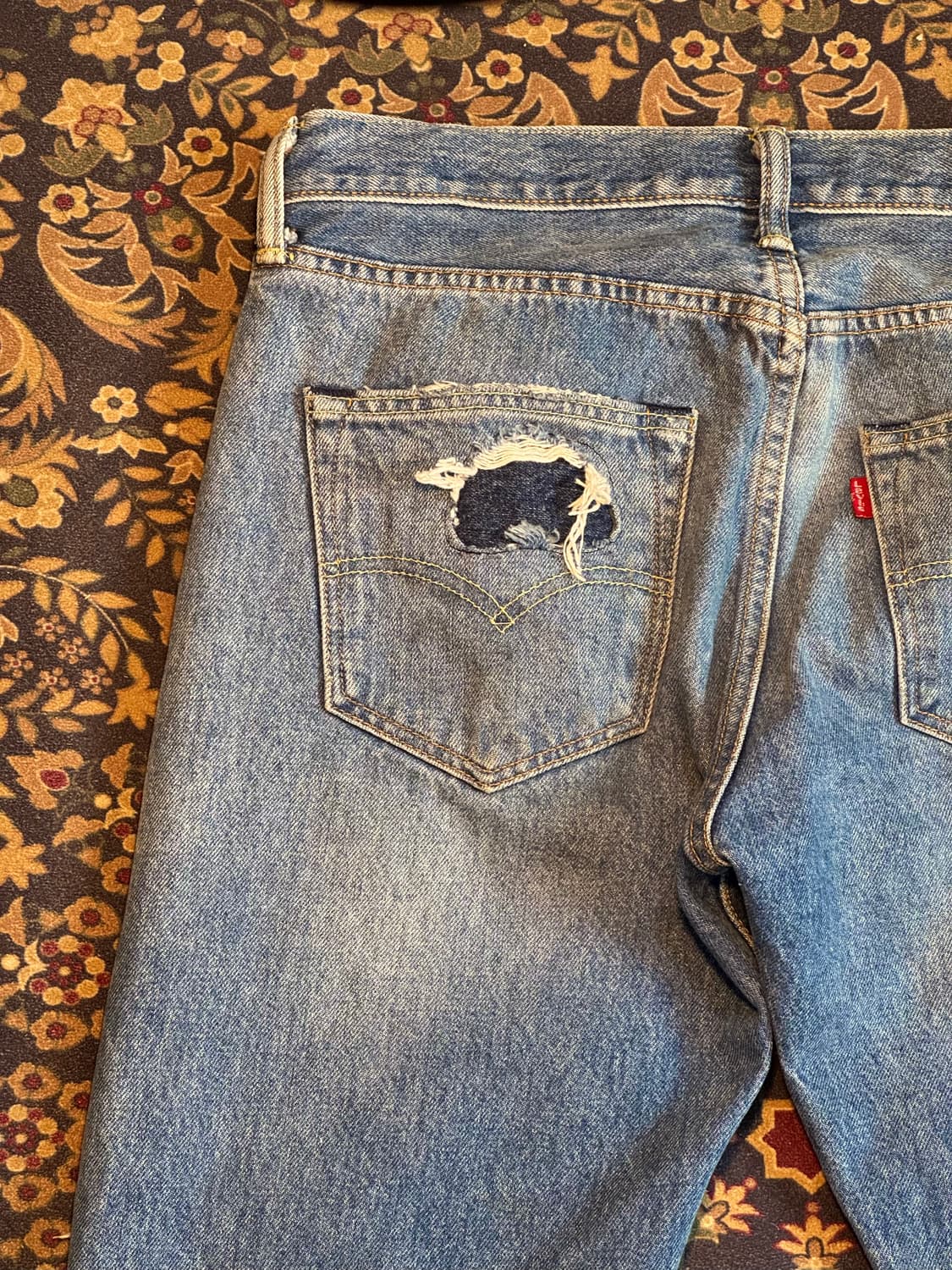 리바이스 501 데미지 리페어 패치워크 데님 상품이미지7