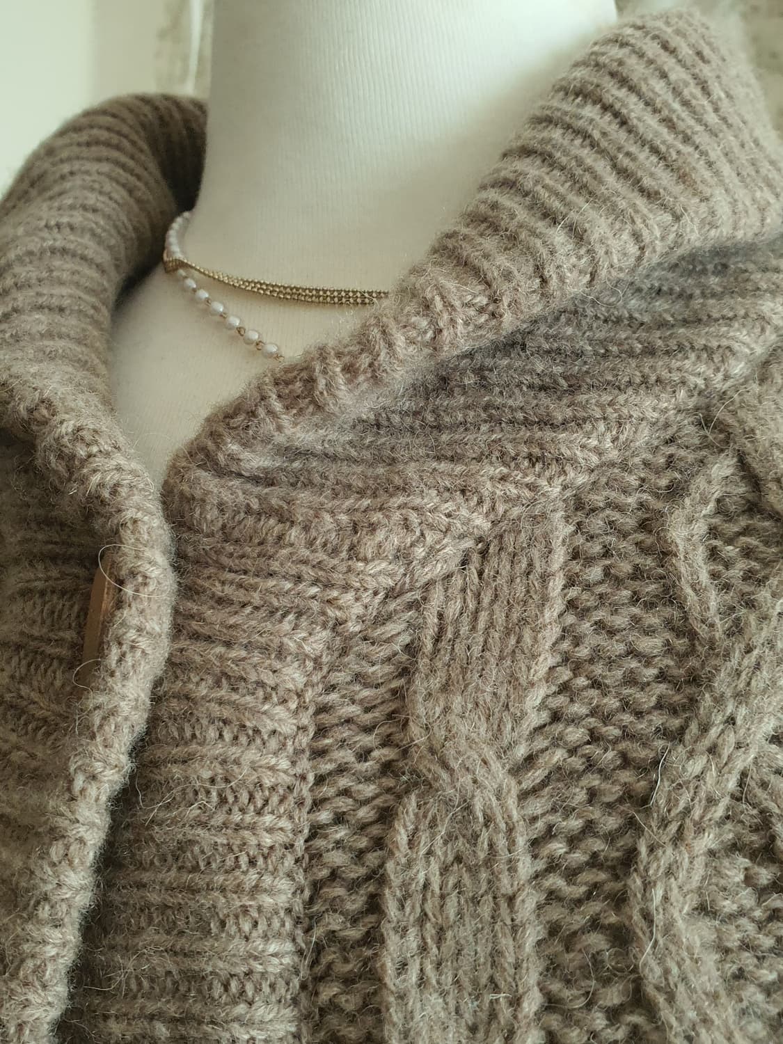 [모리걸] 꽈배기 니트 조끼 베스트 브라운 XL 상품이미지3