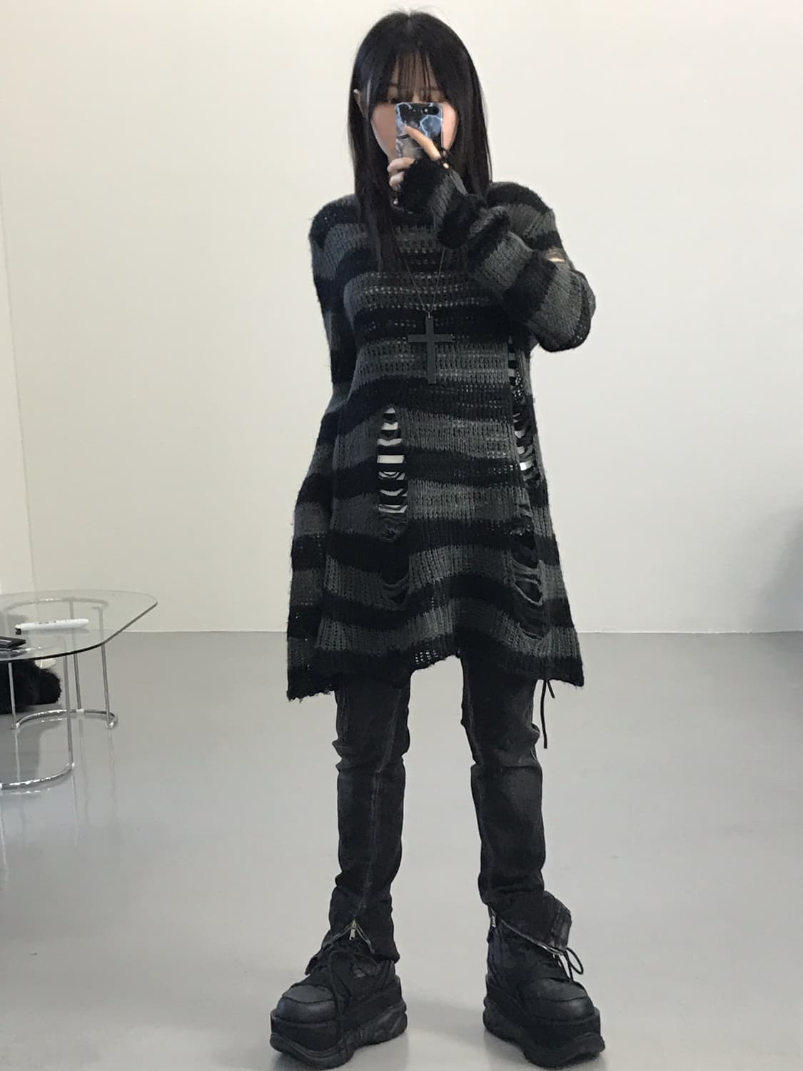 Jpn Damage Details Striped Knit 상품이미지2