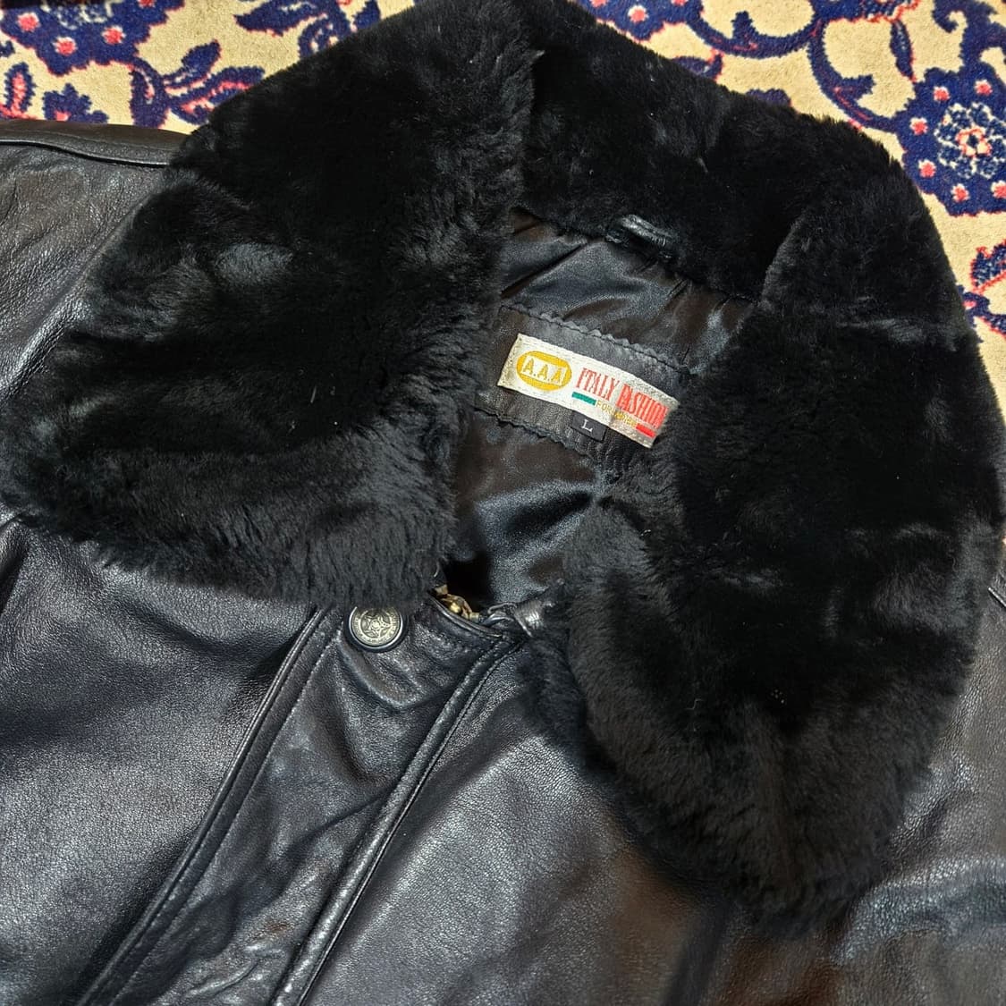 Vintage 양가죽 포켓 Canyon 자수 가죽 퍼 봄버자켓 상품이미지6