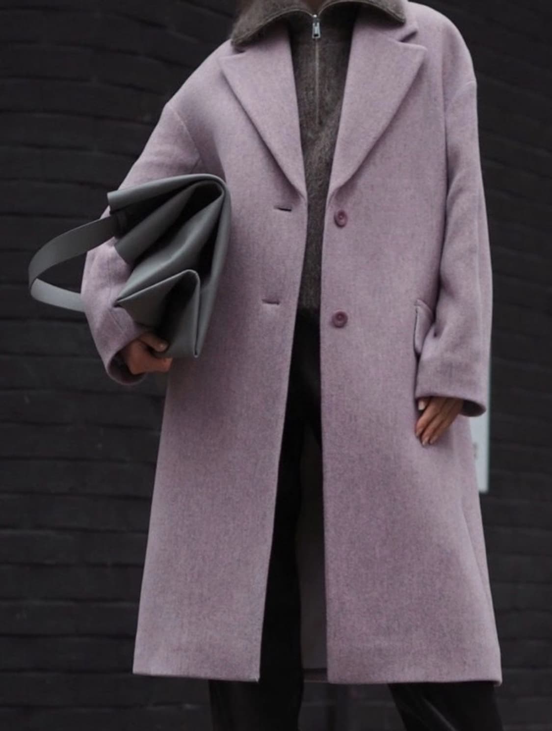 cos 싱글 브레스티드 울블렌드 코트 32(55사이즈) 라일락 상품이미지1